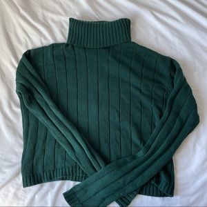Brandy Melville Green Turtleneck Cropped Sweater